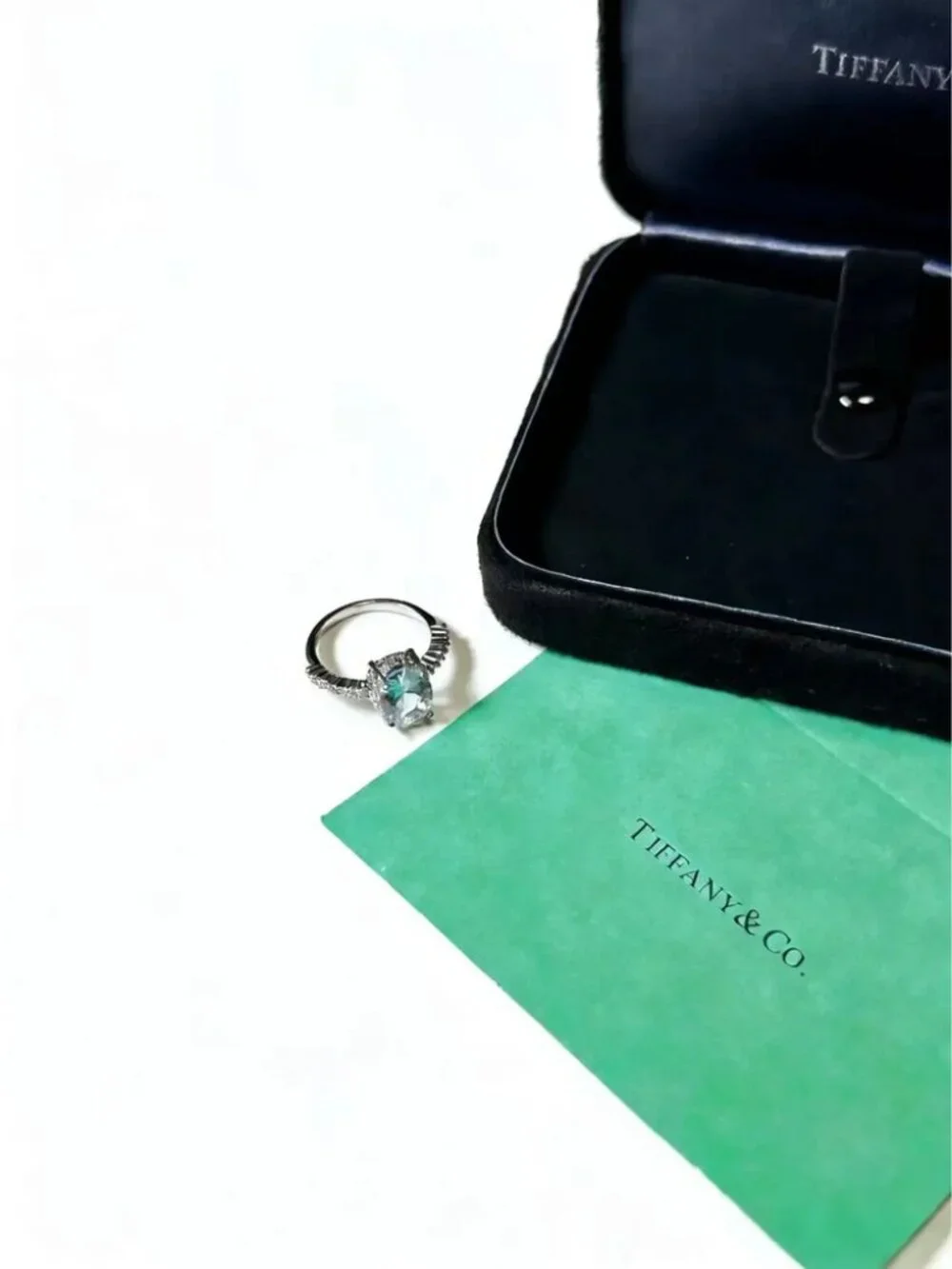 Tiffany & Co. Oval Center Stone and Side Stone Ring